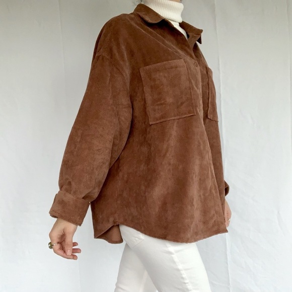 Ardene Tops - 𝅺CORDUROY shirt size L long sleeves brown
